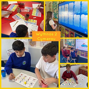 Collection of images of pupils in Ysgol Cymerau