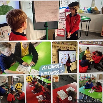 gwahanol weithgareddau y cwblhaodd myfyrwyr yn wythnos 4