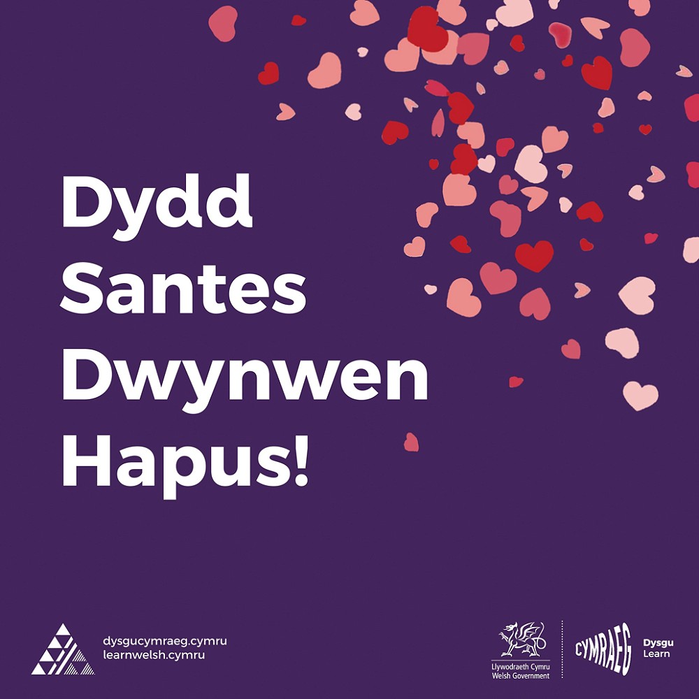 poster Santes Dwynwen Hapus