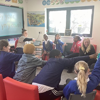students playing a game together