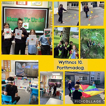 Casgliad o luniau o plant Porthmadog yn cymrhyd rhan mewn wahanol weithgareddau