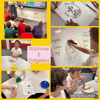 myfyrwyr yn braslunio ac yn bwyta brechdanau