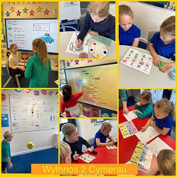 collage o weithgareddau wythnos 2 yn Ysgol Cymerau